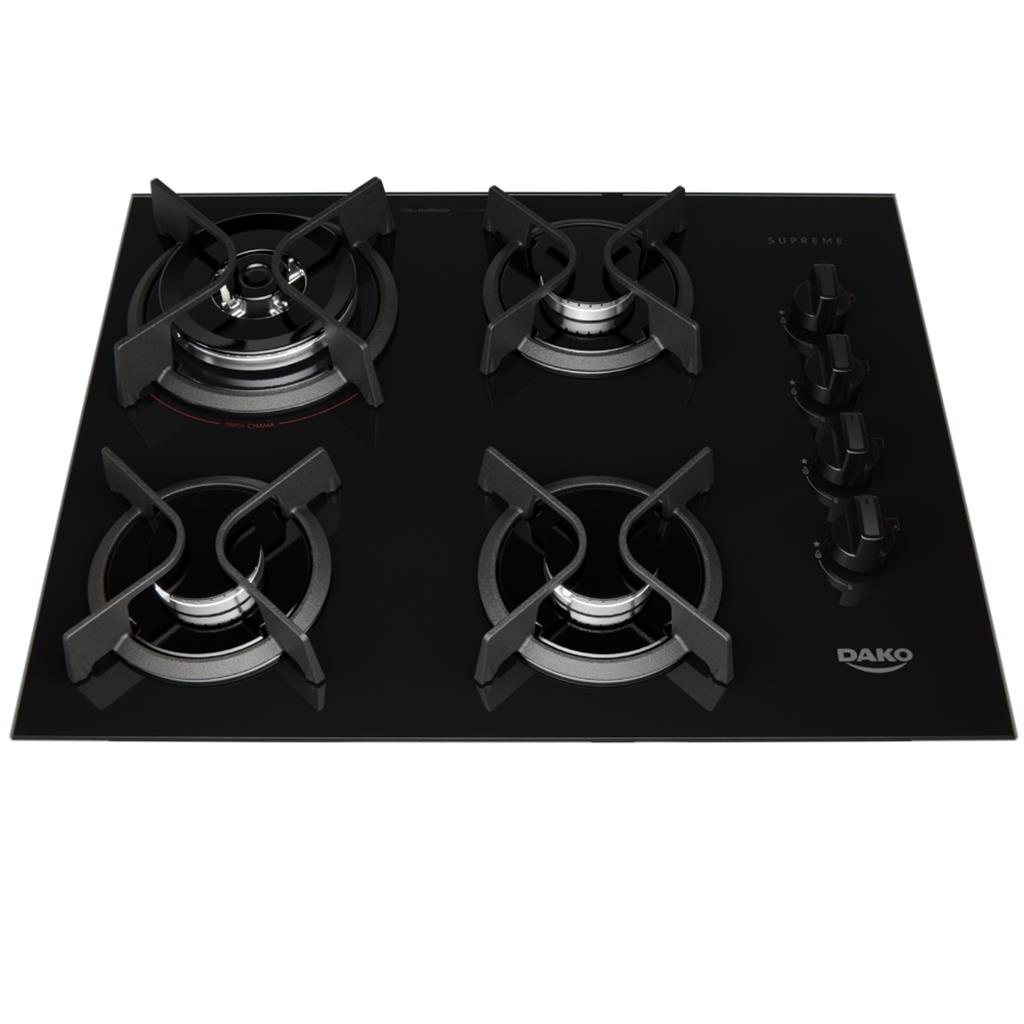 Cooktop 4 Bocas Dako Preto - Supreme Tripla Chama - Gás Bivolt - 300001513