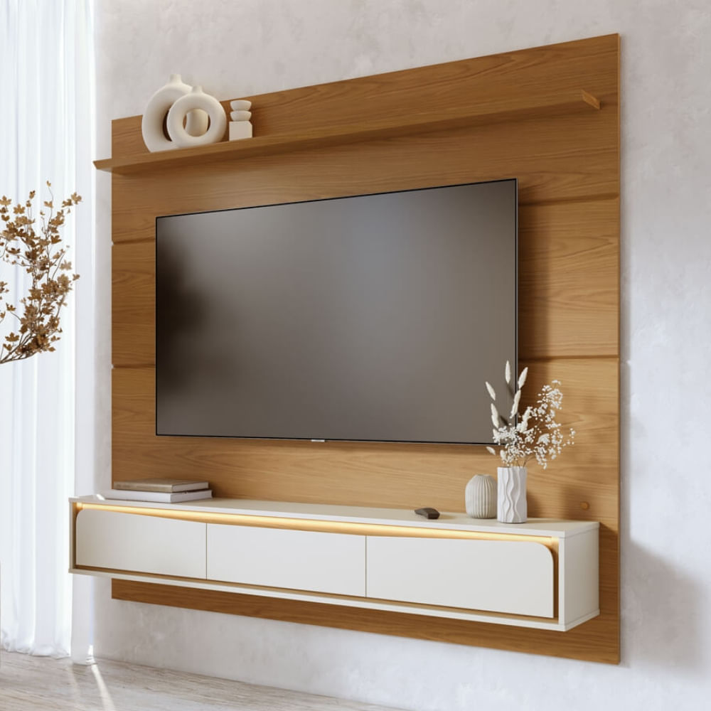 Painel TV 65 Polegadas 3 Portas Tahiti Colibri | Multiloja | Multiloja